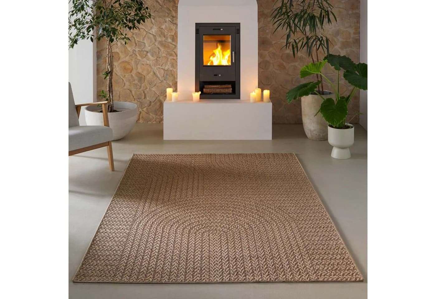 TaraCarpet Outdoorteppich Sumatra Wave Beige Polypropylen - Bild 2