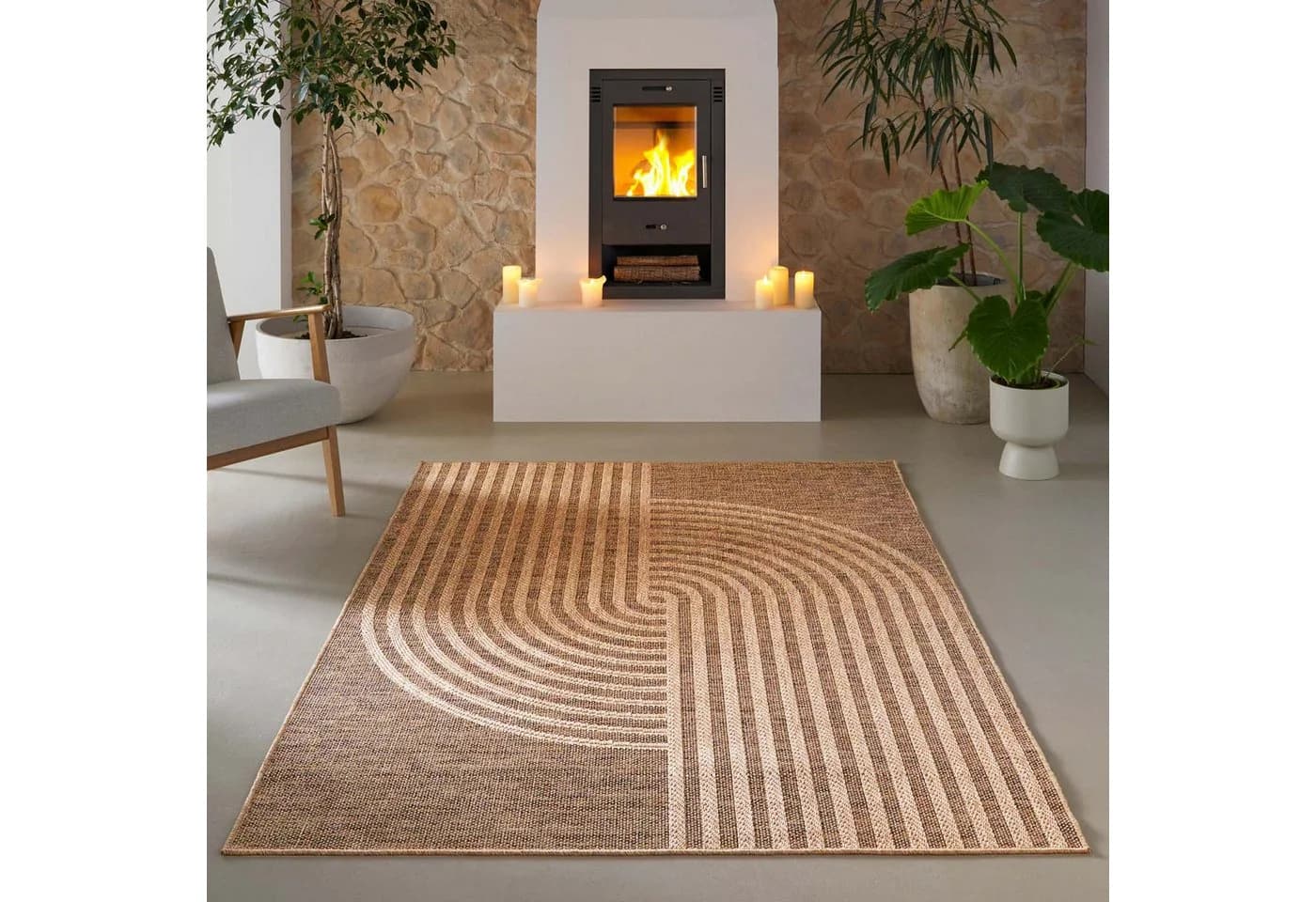TaraCarpet Borneo Talco Outdoor Teppich Beige Meliert 80x150 cm - Bild 2