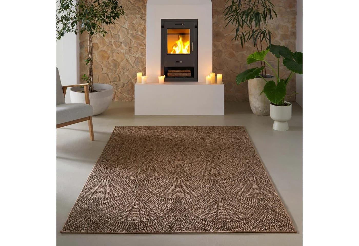 TaraCarpet Borneo Peacock Outdoor Teppich Beige Wetterfest - Bild 2