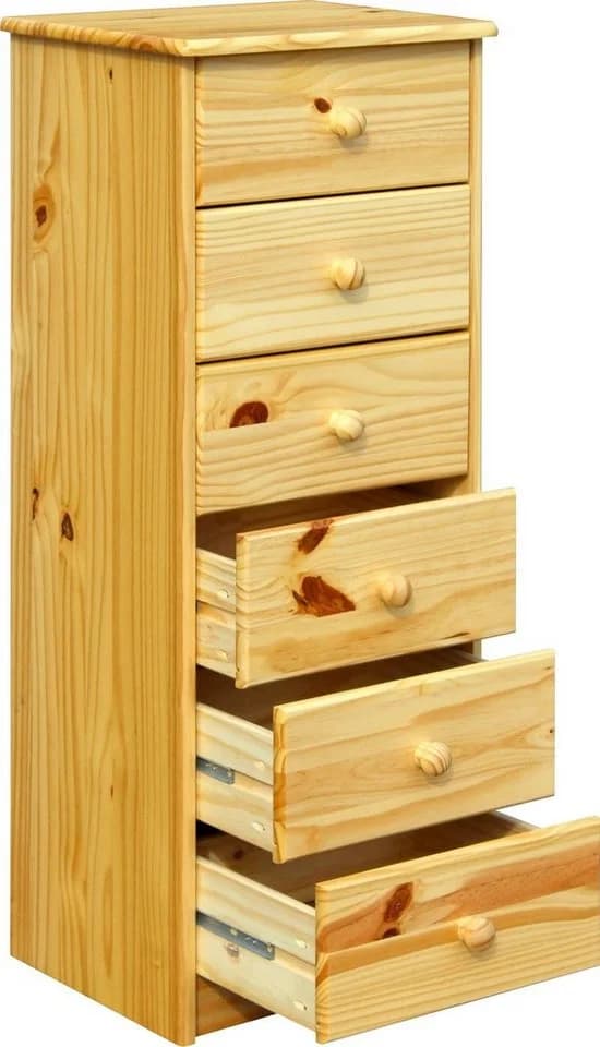 MÖBILIA Kommode Chur Massivholz Kiefer 6 Schubladen Natur - Bild 4
