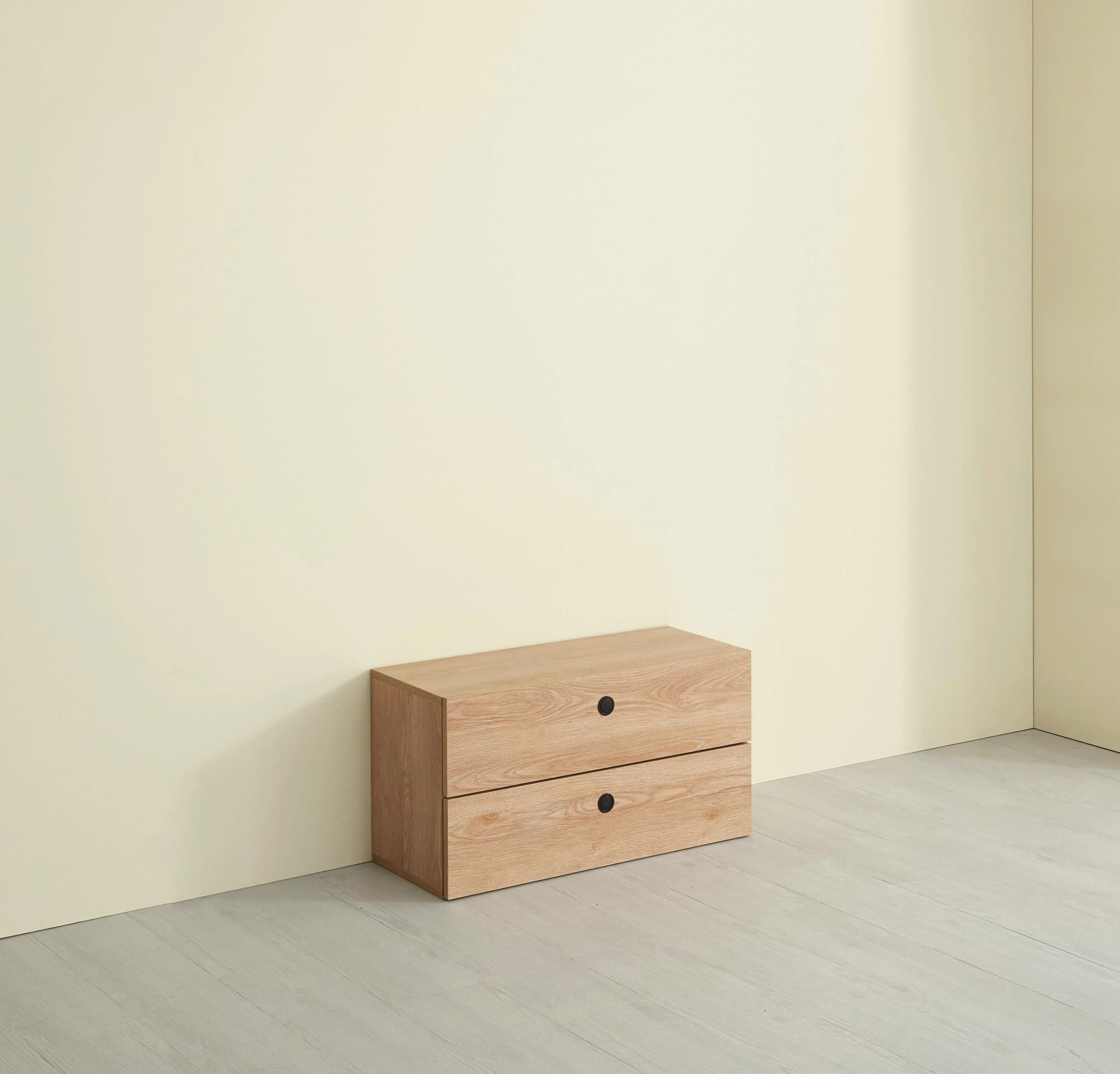 MÖBILIA Schubkasten Natur Beige 2 Schubladen MDF Metallgriffe