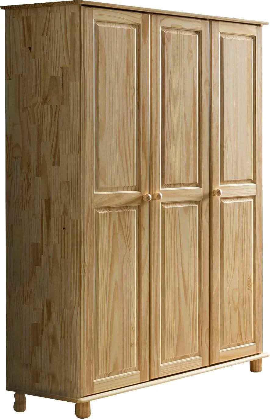 MÖBILIA Kleiderschrank Chur Massivholz Kiefer 3-Türer Beige