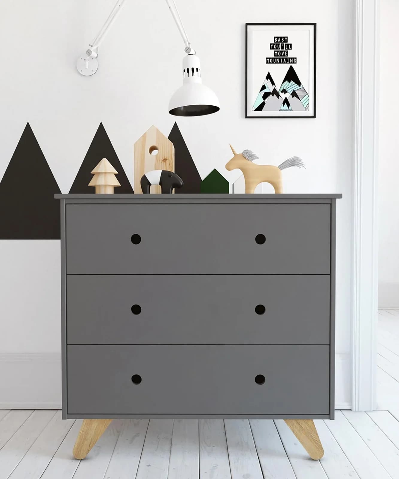 MÖBILIA Dolidoo Schubkastenkommode Grau/Natur Modern Skandi