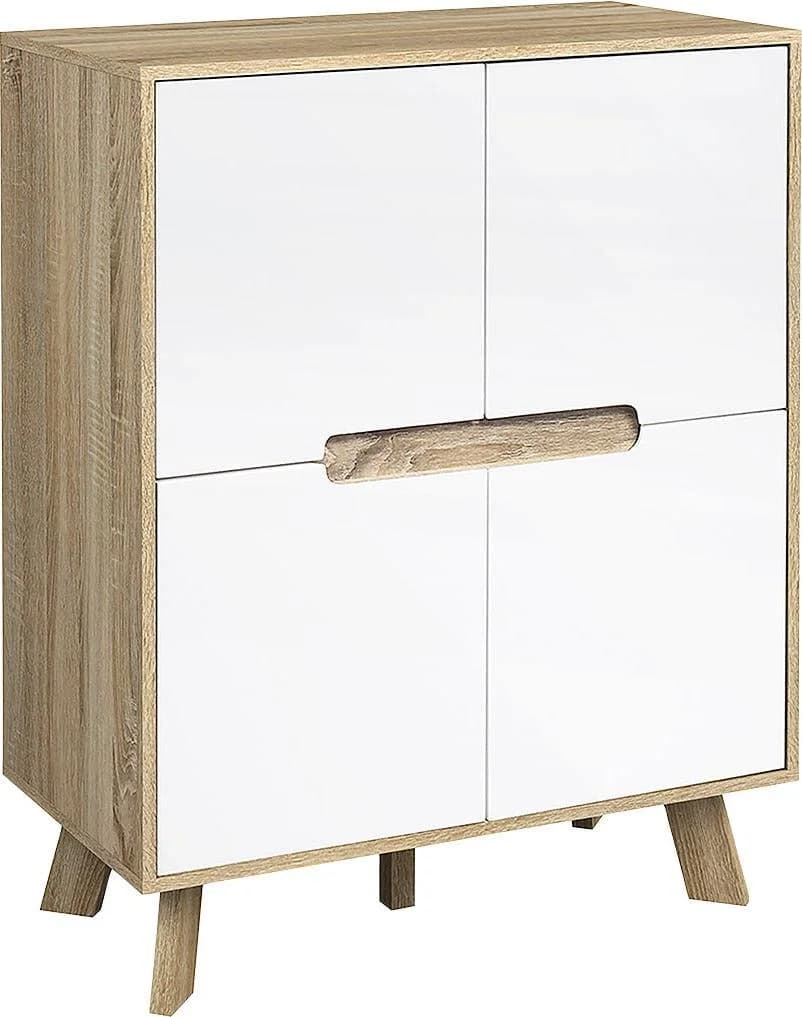 MÖBILIA Kommode Delea Weiß Natur MDF 4 Türen