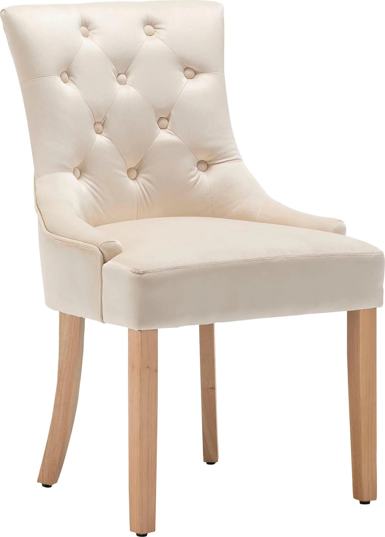 LEONIQUE 4-Fußstuhl "Doncaster" Beige mit Knopfheftung