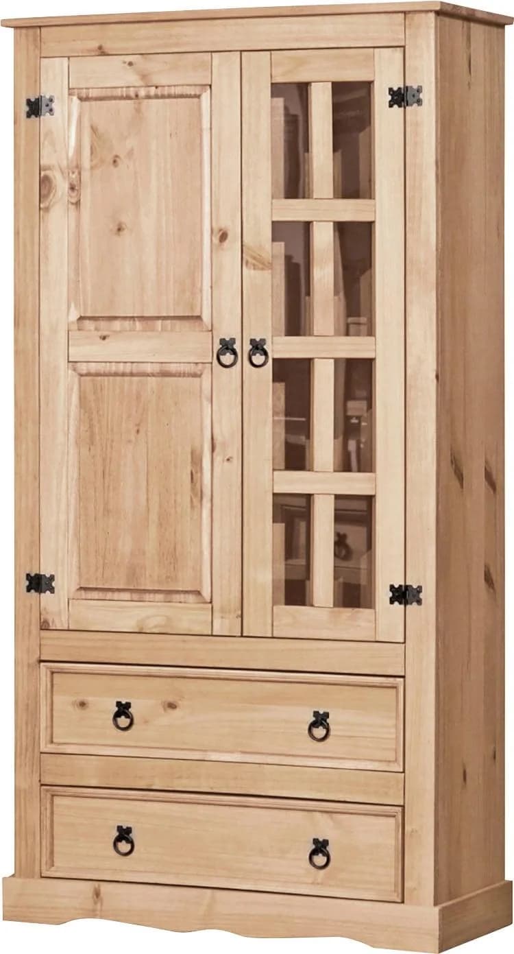 Vitrine Home Affaire Honig Massivholz Glas