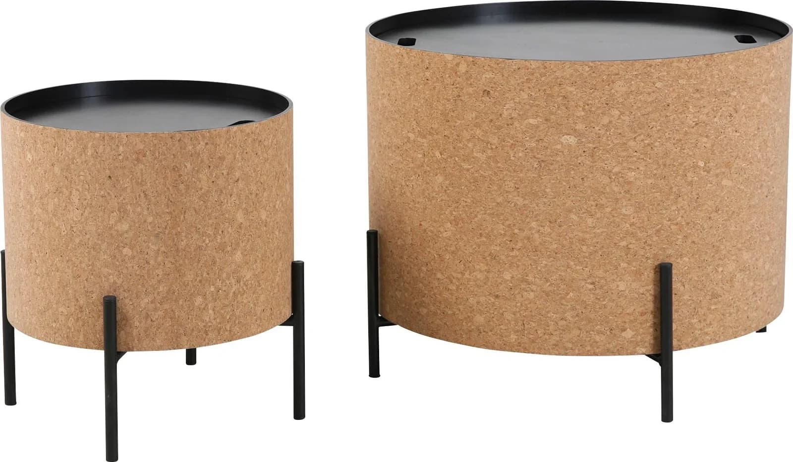 MÖBILIA 2er Set Couchtisch Set Beige Schwarz Verstellbar