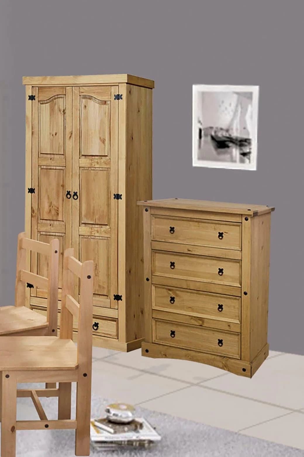 MÖBILIA Kommode 4 Schubladen Massivholz Kiefer Beige