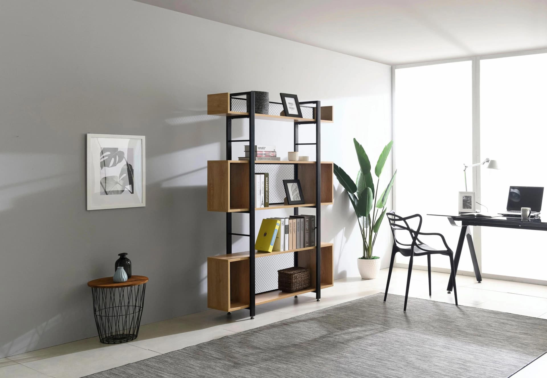 Raumteilerregal Home Affaire Beige Schwarz MDF Metall