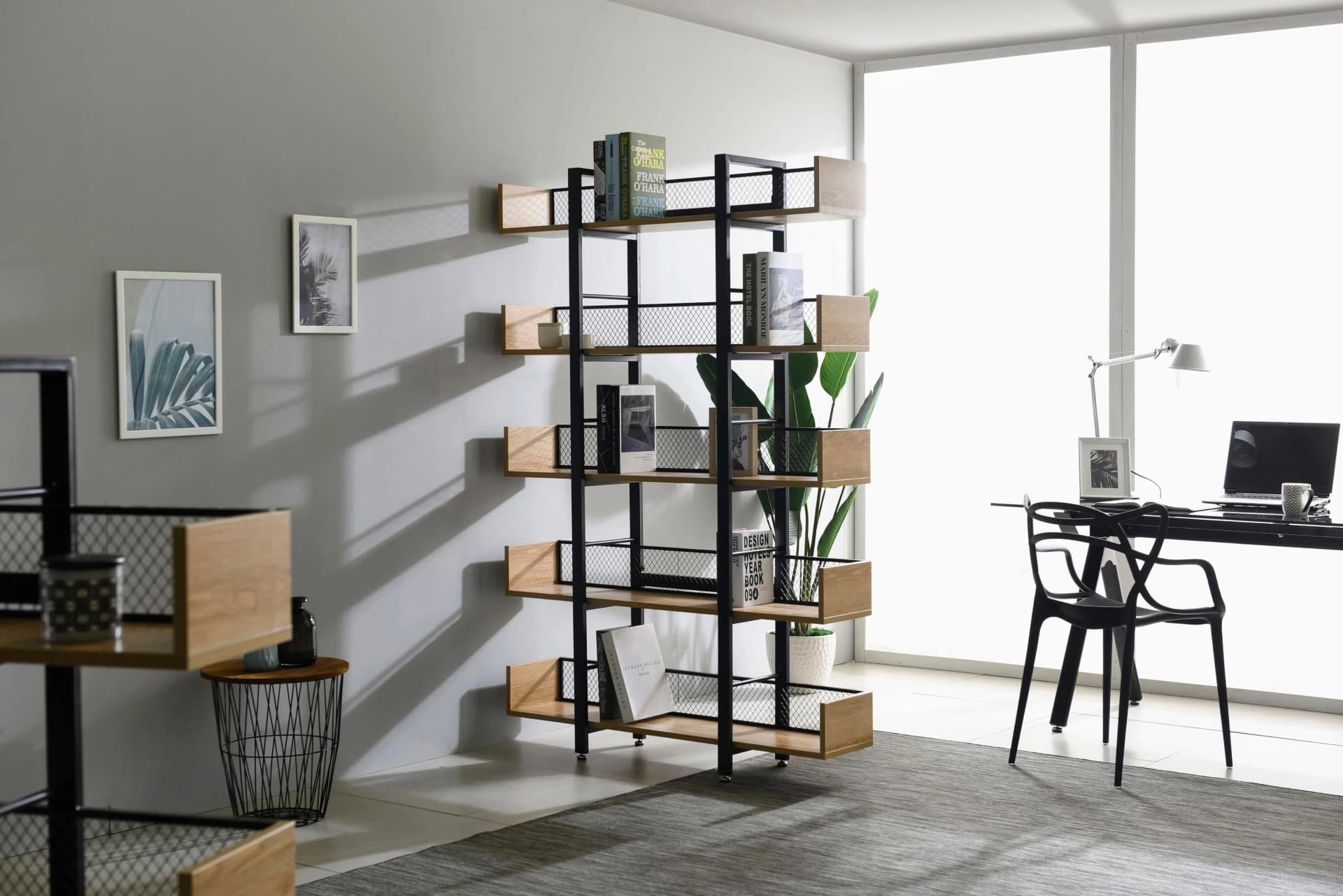 Raumteilerregal HOME AFFAIRE, beige, MDF, Metall, 5 offene Fächer