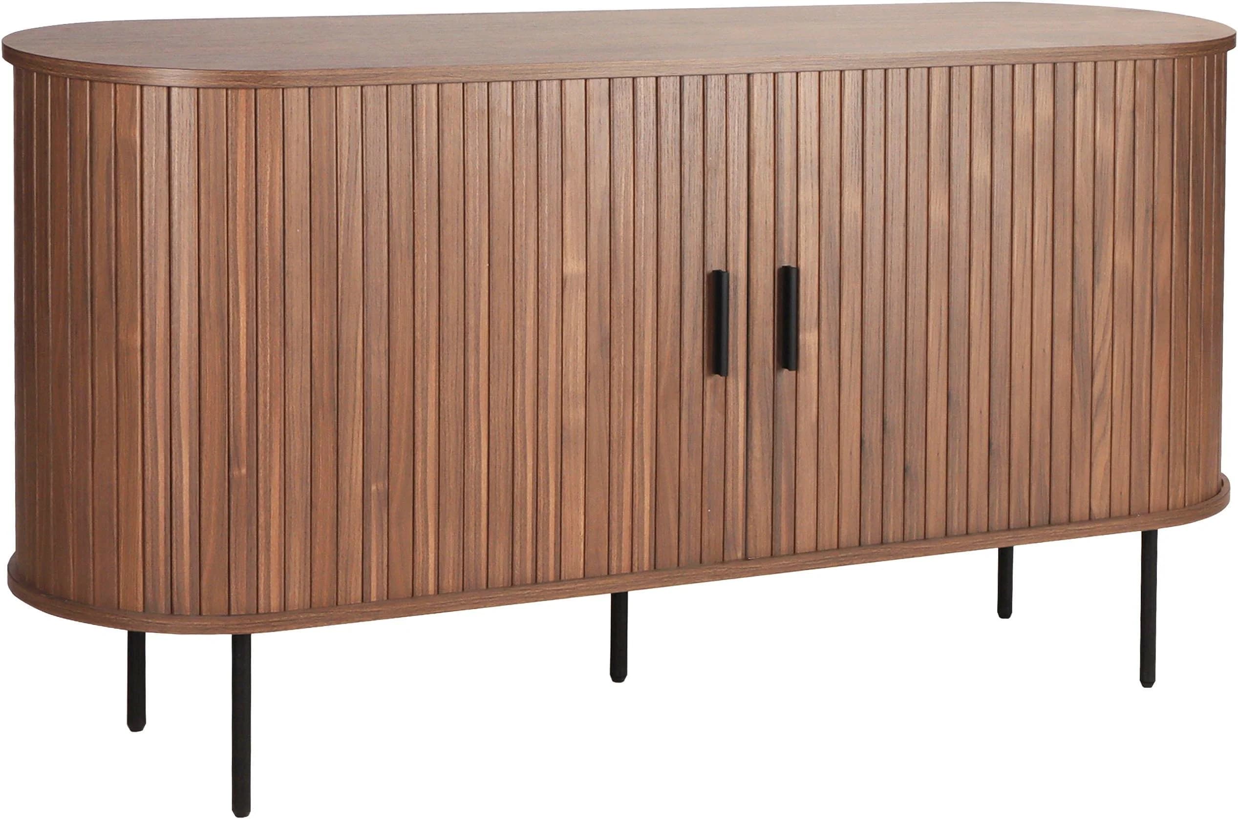 Sideboard HOME AFFAIRE Walnuss Schwarz Schiebetüren