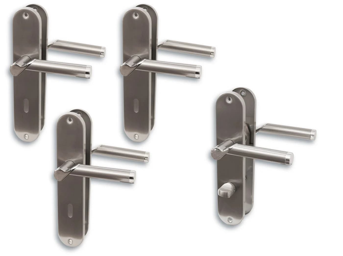 Alpertec Türbeschlag Renovierungsgarnitur für 3 Zimmertüren und 1 WC (Set, 4 St., Spar-Set), Edelstahl satiniert / poliert - Bild 2
