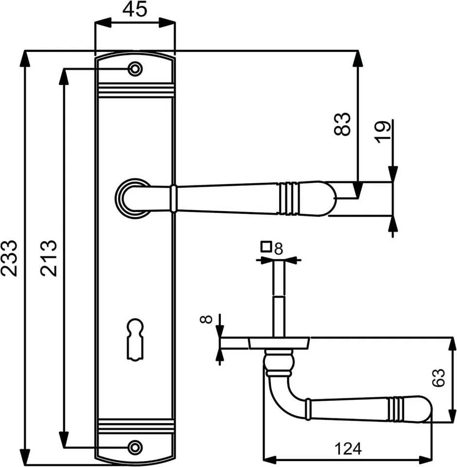 Alpertec Türbeschlag 4er Set Messing für Zimmertüren und Bad/WC-Tür - Bild 3