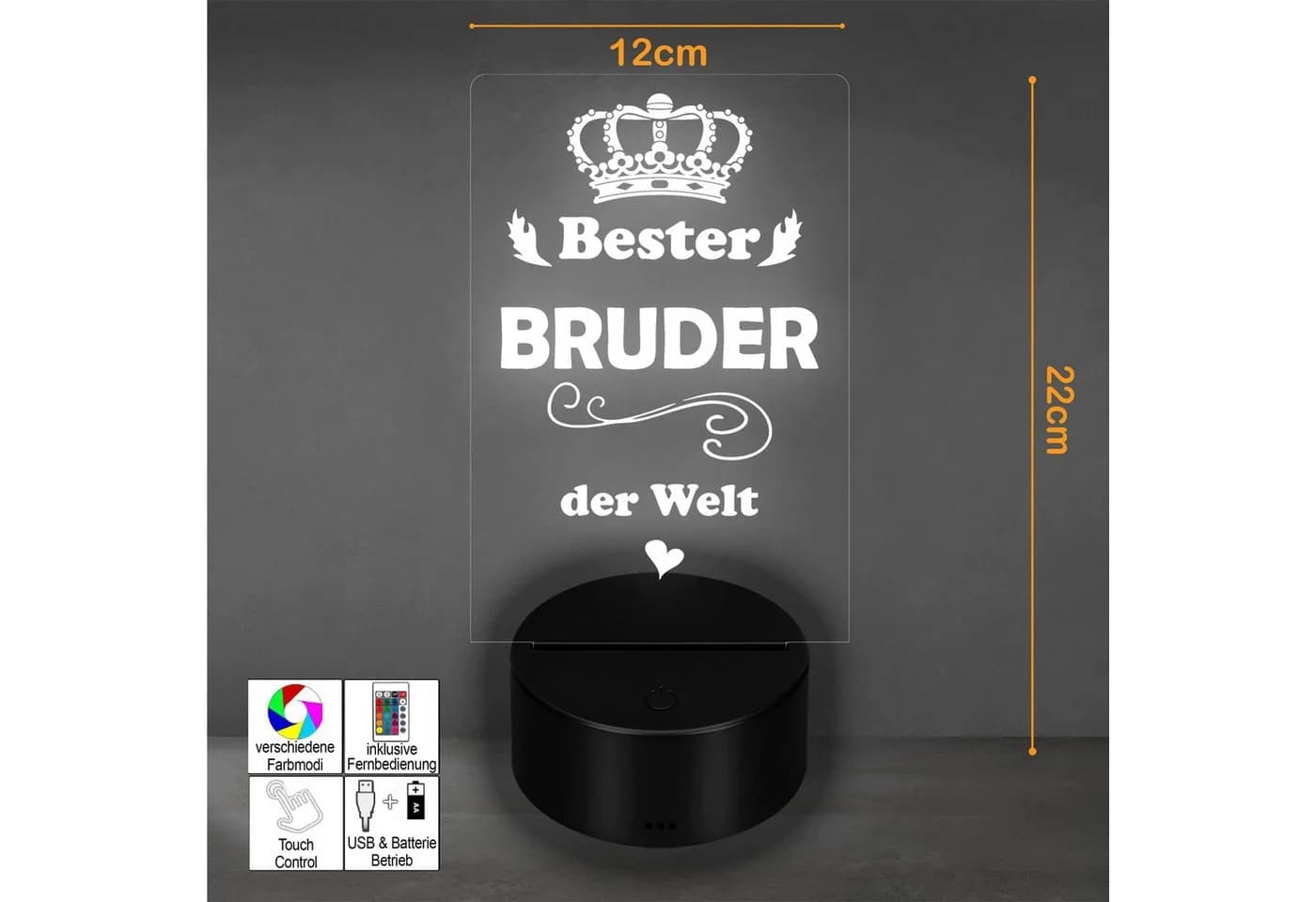 Lieblingsmensch LED Nachtlicht mit Gravur Acryl Fernbedienung