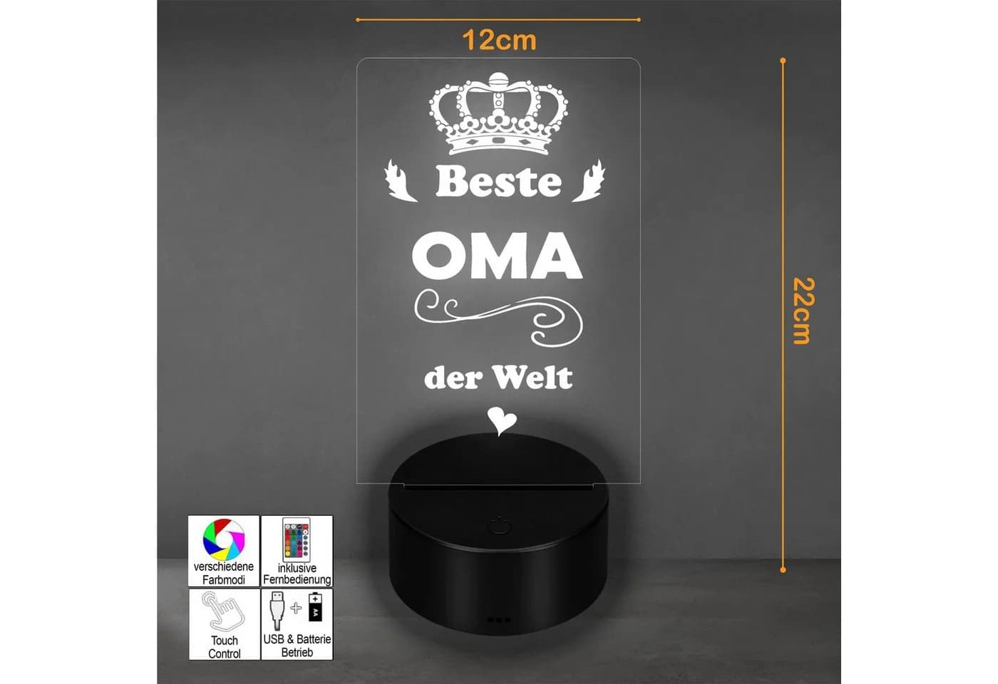 Lieblingsmensch LED Nachtlicht Acryl mit Gravur & Fernbedienung