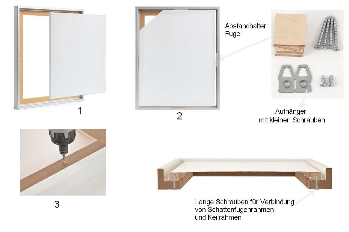 PCH[art] Schattenfugenrahmen Silber für Keilrahmen
