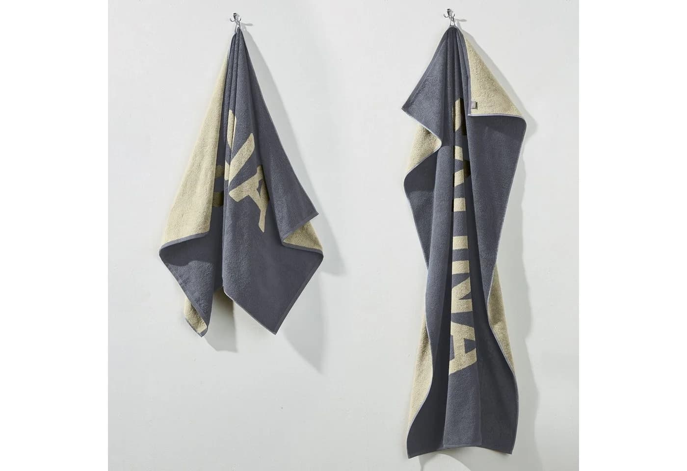 Erwin Müller Saunatuch Walkfrottier Grau-Beige Jacquard - Bild 5