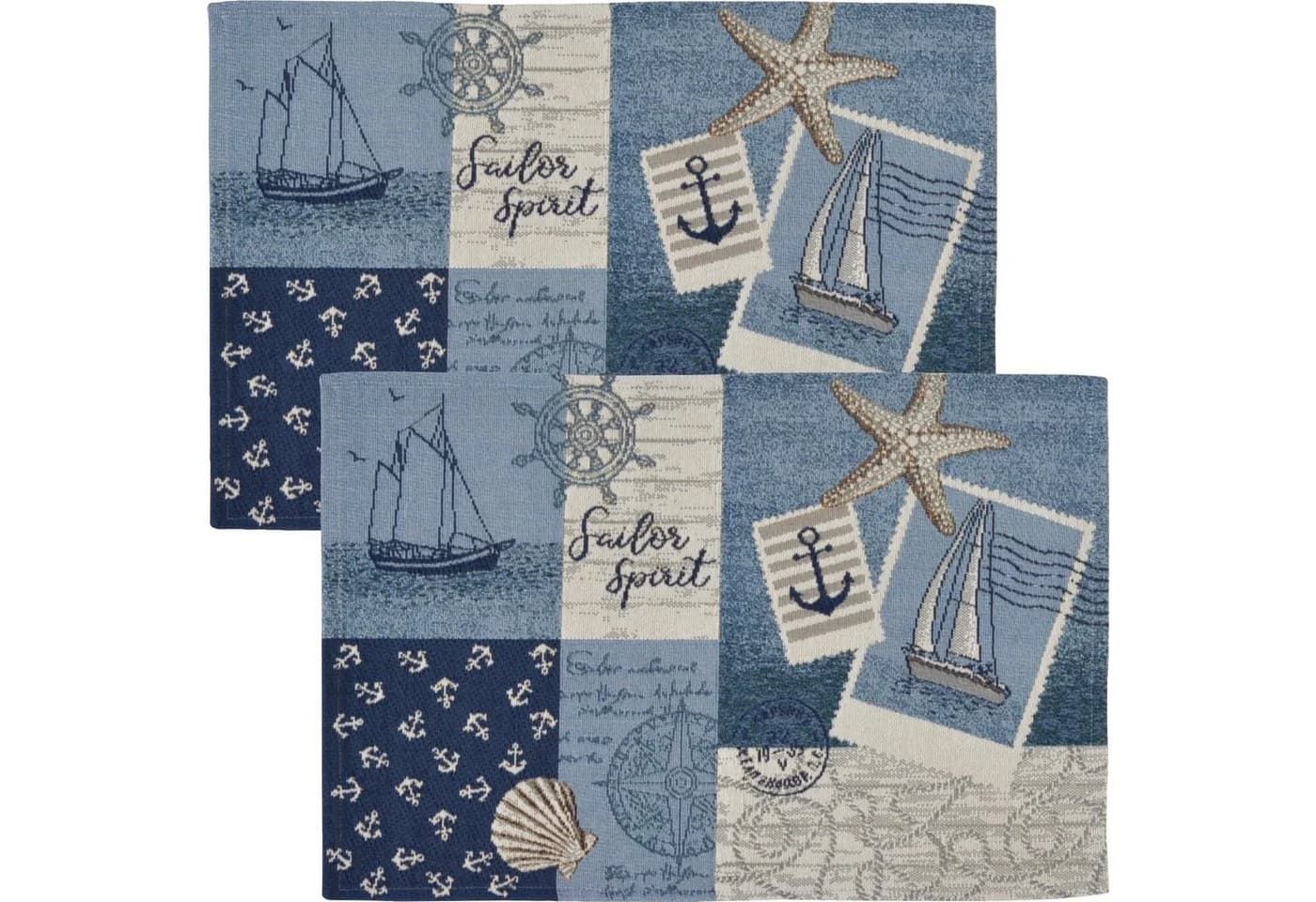 sander table + home Tischset Sailor Patch 2er-Pack Blau Gobelin - Bild 2