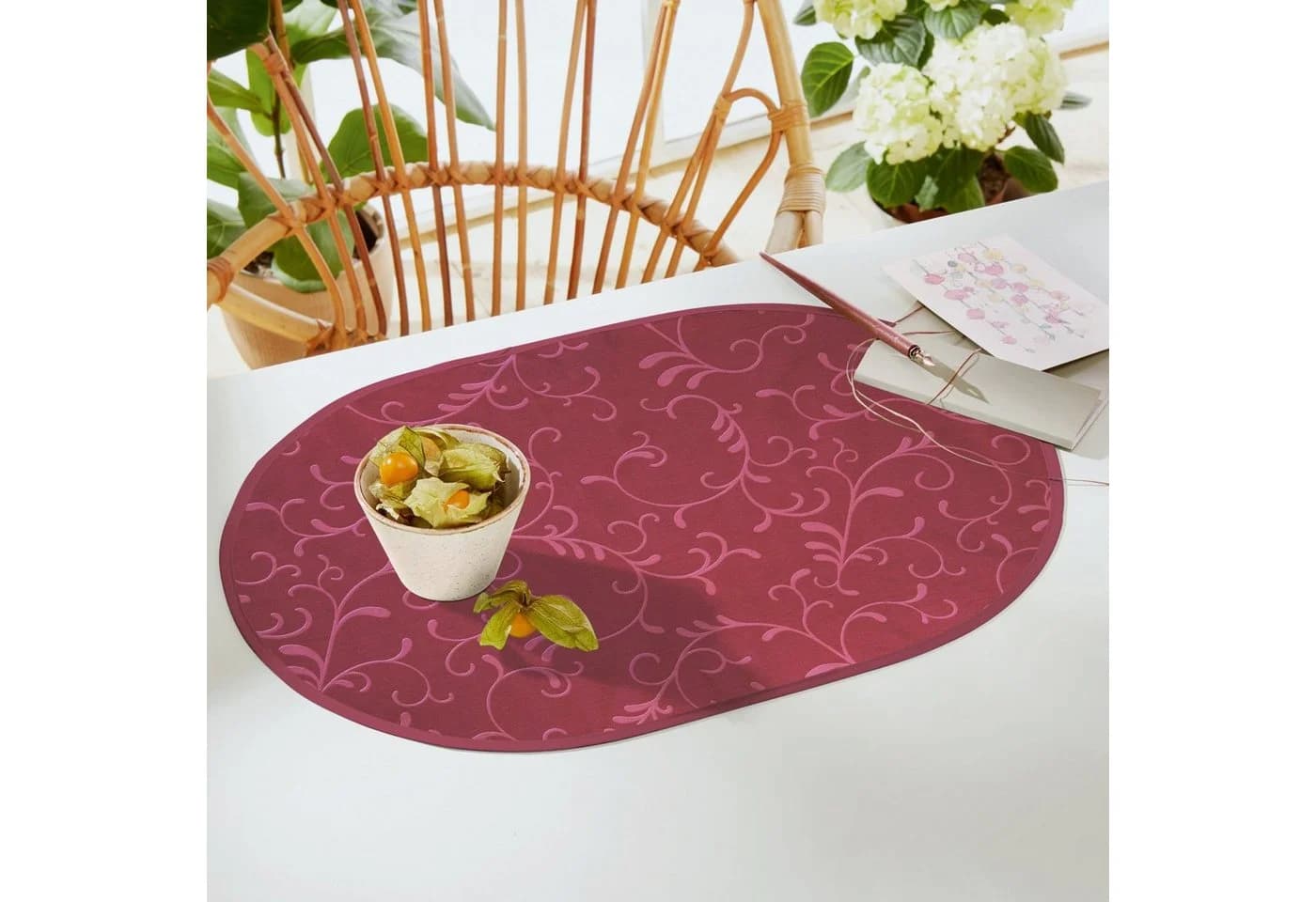 Erwin Müller Tischset "Essen" 2er-Pack Ranken-Design Rot - Bild 4