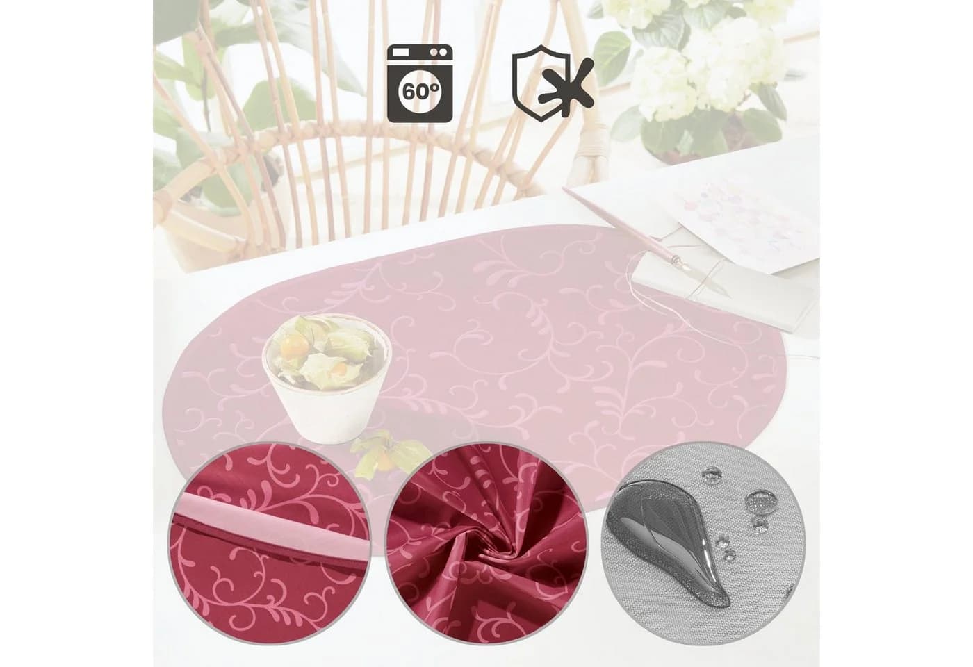 Erwin Müller Tischset "Essen" 2er-Pack Ranken-Design Rot - Bild 5