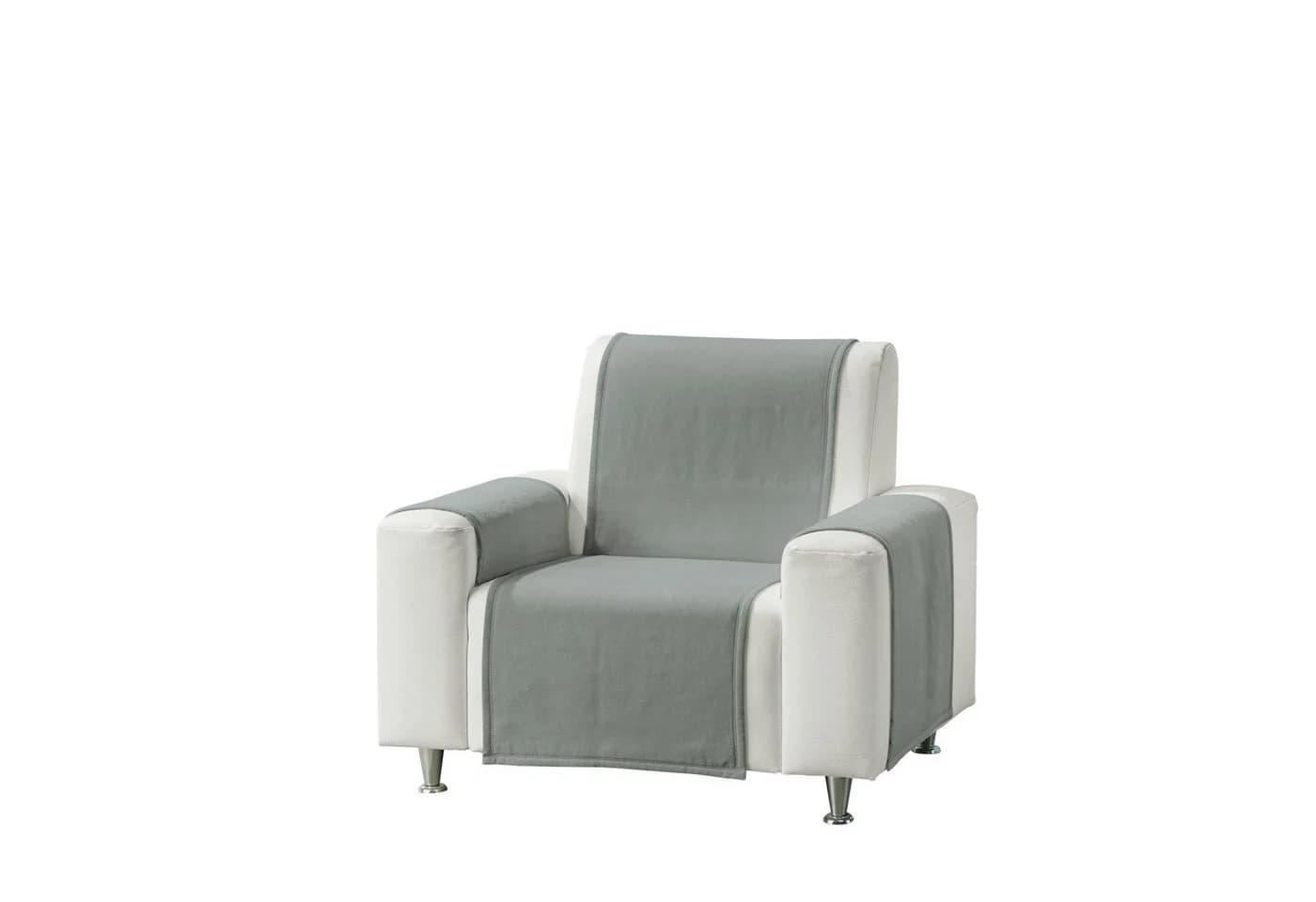 Erwin Müller Sofaläufer Sessel- und Sofaschoner-Set "Triest" 3-teilig Silber - Bild 2