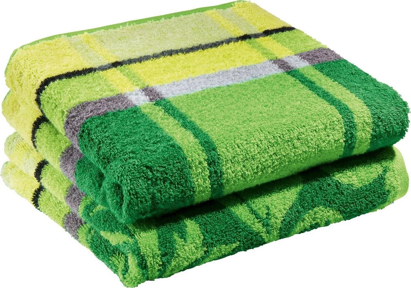 Erwin Müller Duschtuch Ludwigsburg 2er-Pack Jacquard Karo Grün - Bild 2