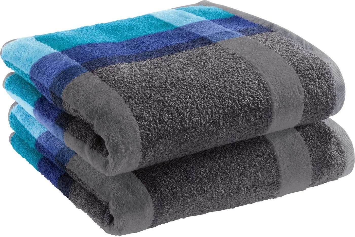 Erwin Müller Handtuch 2er-Pack Streifen Frottier Jacquard türkis - Bild 2