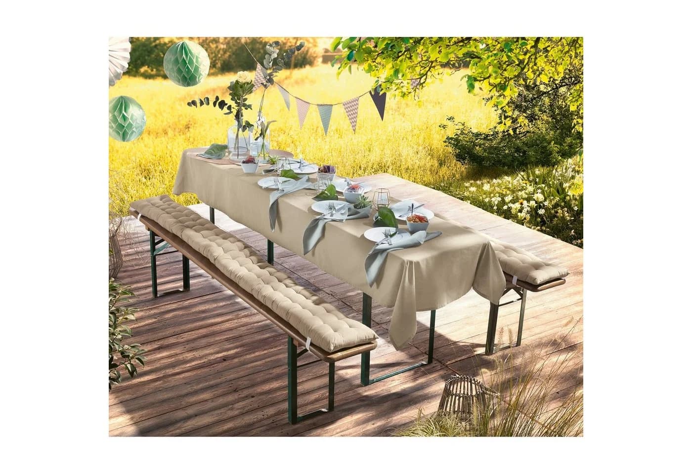 REDBEST Tischdecke Biertisch "Seattle" Baumwolle Uni Beige