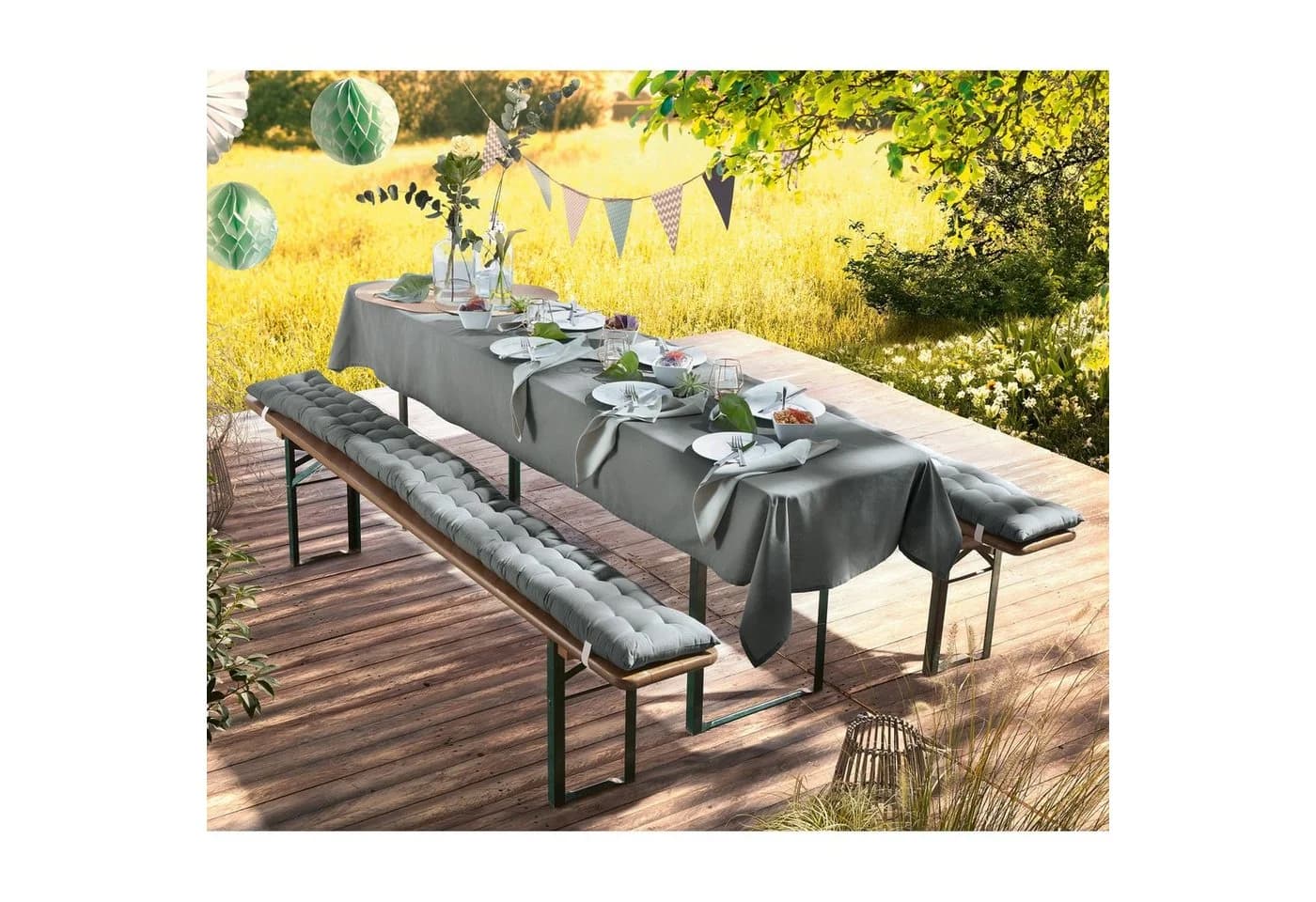 REDBEST Tischdecke "Seattle" Grau 100% Baumwolle Uni