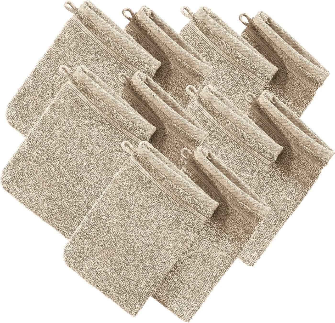 Erwin Müller Waschhandschuh Heidelberg 10er-Pack Frottier Uni Beige - Bild 2