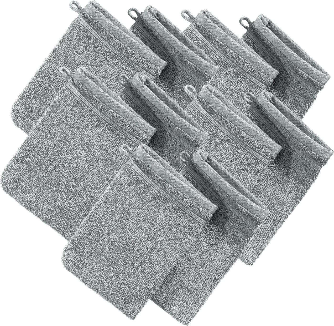 Erwin Müller Waschhandschuh "Heidelberg" 10er-Pack Frottier Grau Uni - Bild 2