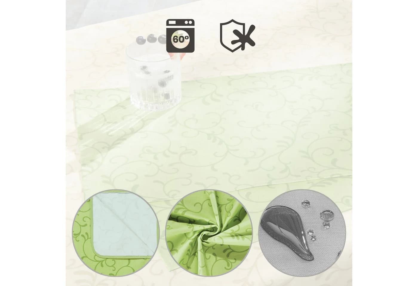 Erwin Müller Platzset Tischset "Essen" 2er-Pack hellgrün Ranken-Design - Bild 3