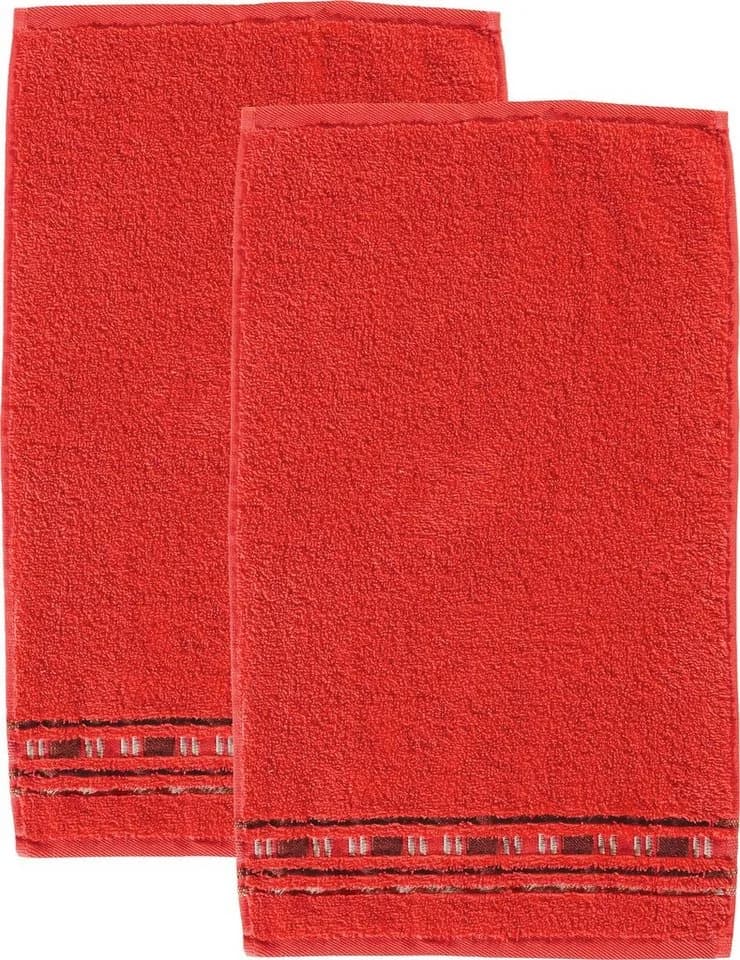Erwin Müller Gästehandtuch "Achern" 2er-Pack Rot Frottier - Bild 2