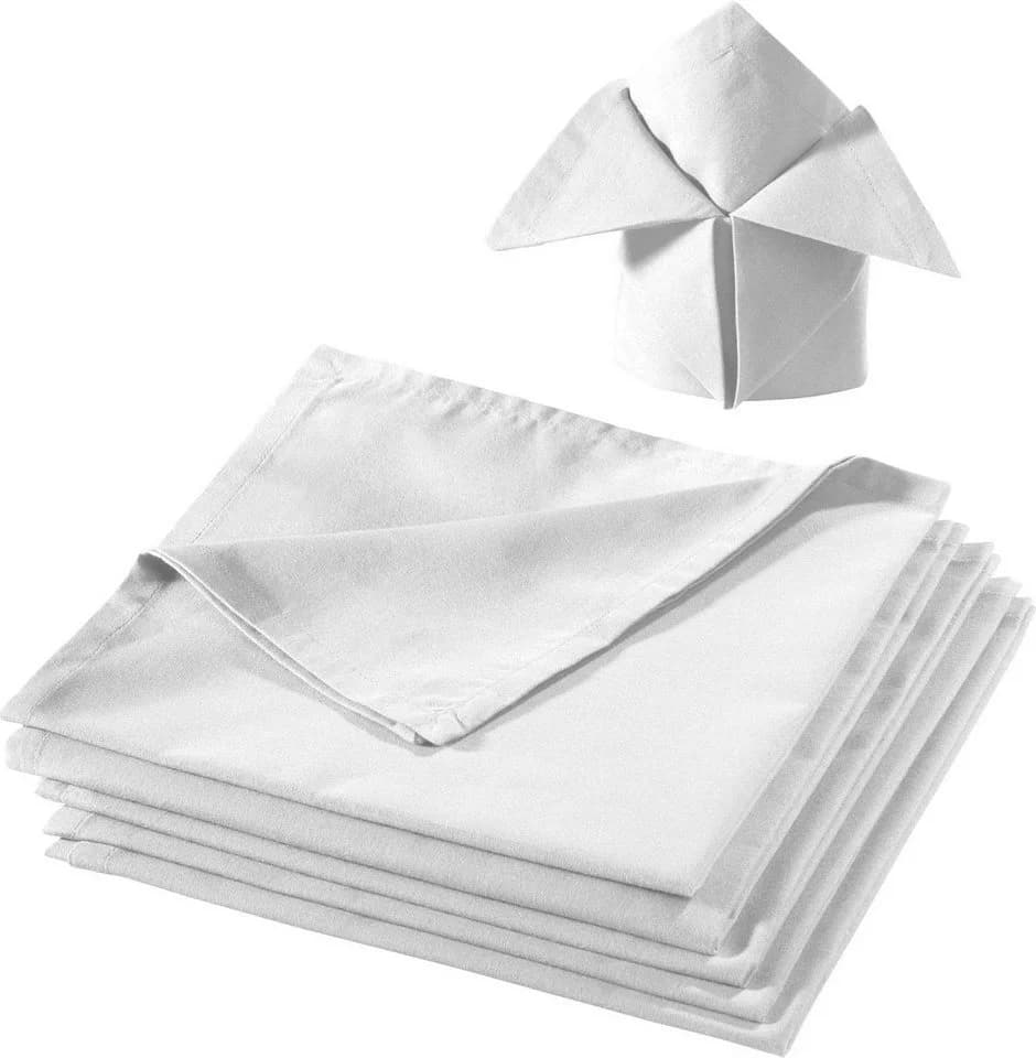 REDBEST Stoffserviette 6er-Pack "Seattle" Baumwolle Uni Weiß - Bild 2