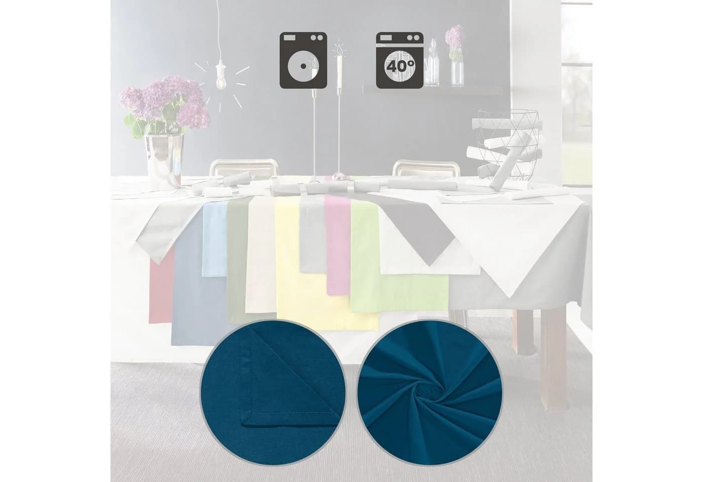 REDBEST Stoffserviette 6er-Pack Seattle Baumwolle Uni Blau - Bild 3