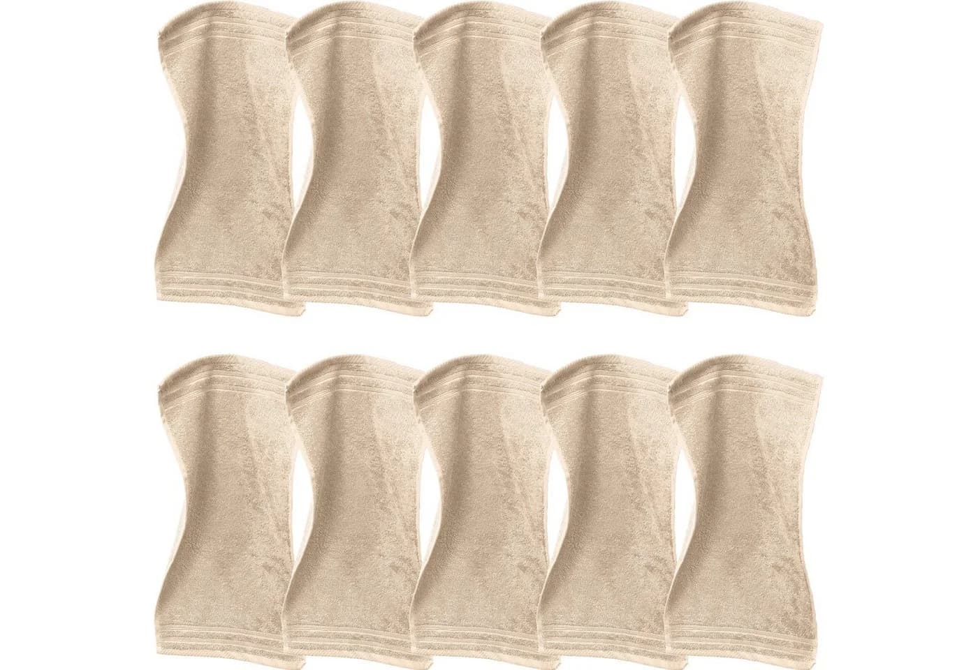 Erwin Müller Gästehandtuch "Heidelberg" 10er-Pack Walk-Frottier Uni Beige - Bild 2