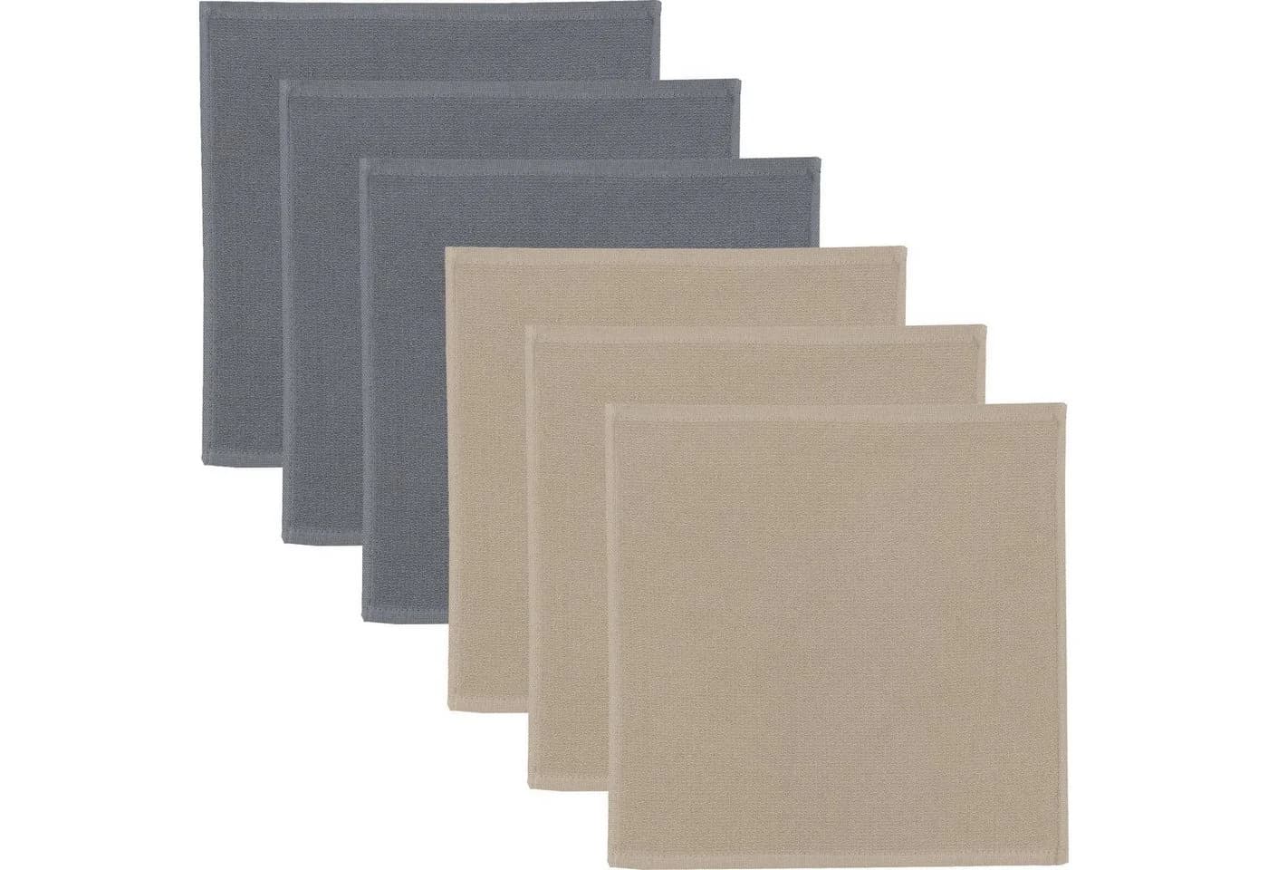 Erwin Müller Geschirrtuch Spültuch 2-farbig 6er-Pack Baumwolle Uni Grau/Beige - Bild 2