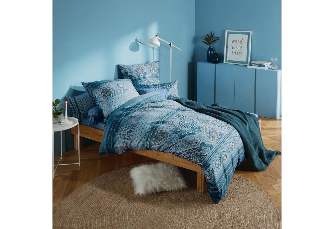 Erwin Müller Bettwäsche Mako-Satin Paisley Blau - Bild 4