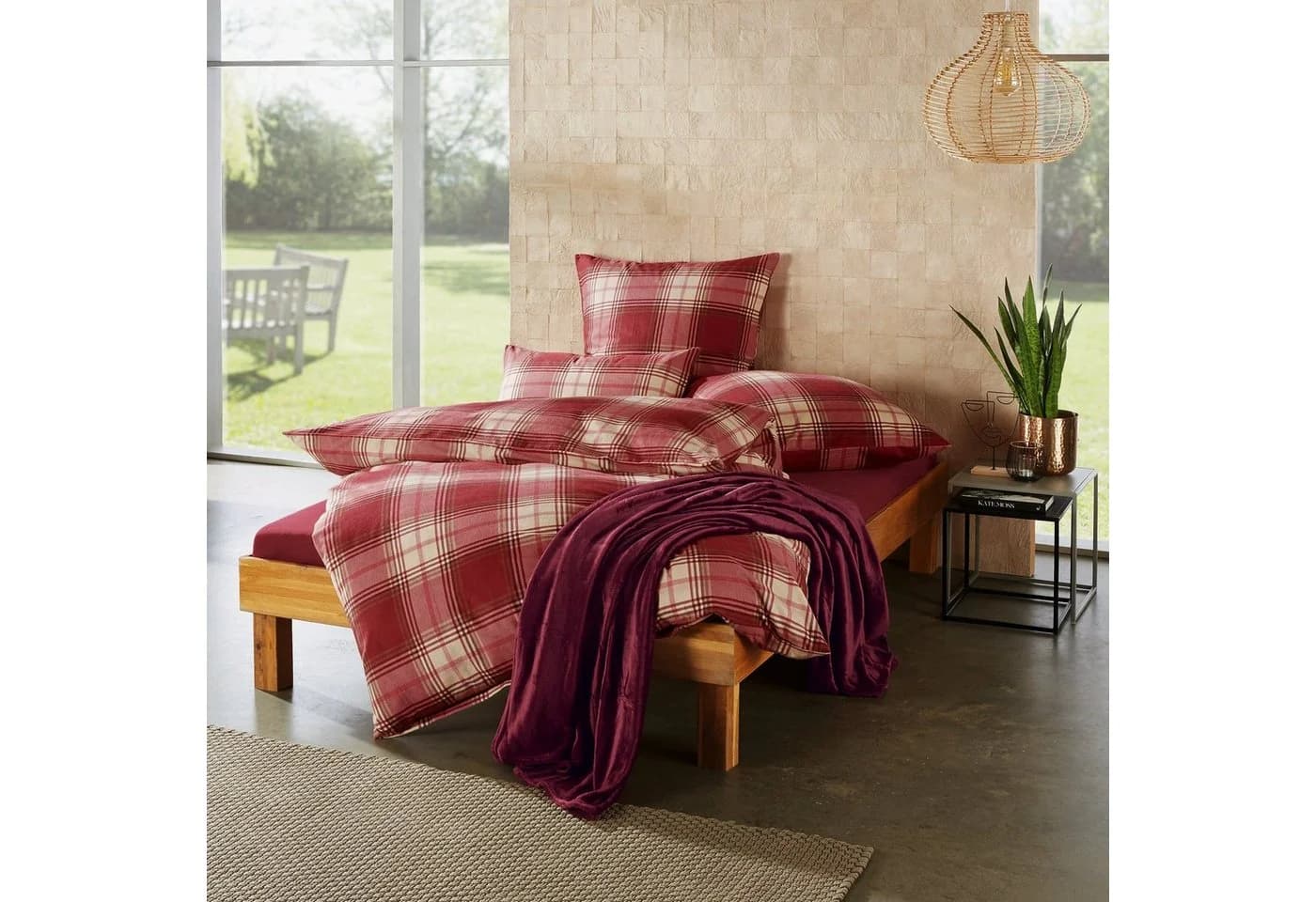 REDBEST Bettwäsche Karo 100% Baumwolle Biber Qualität