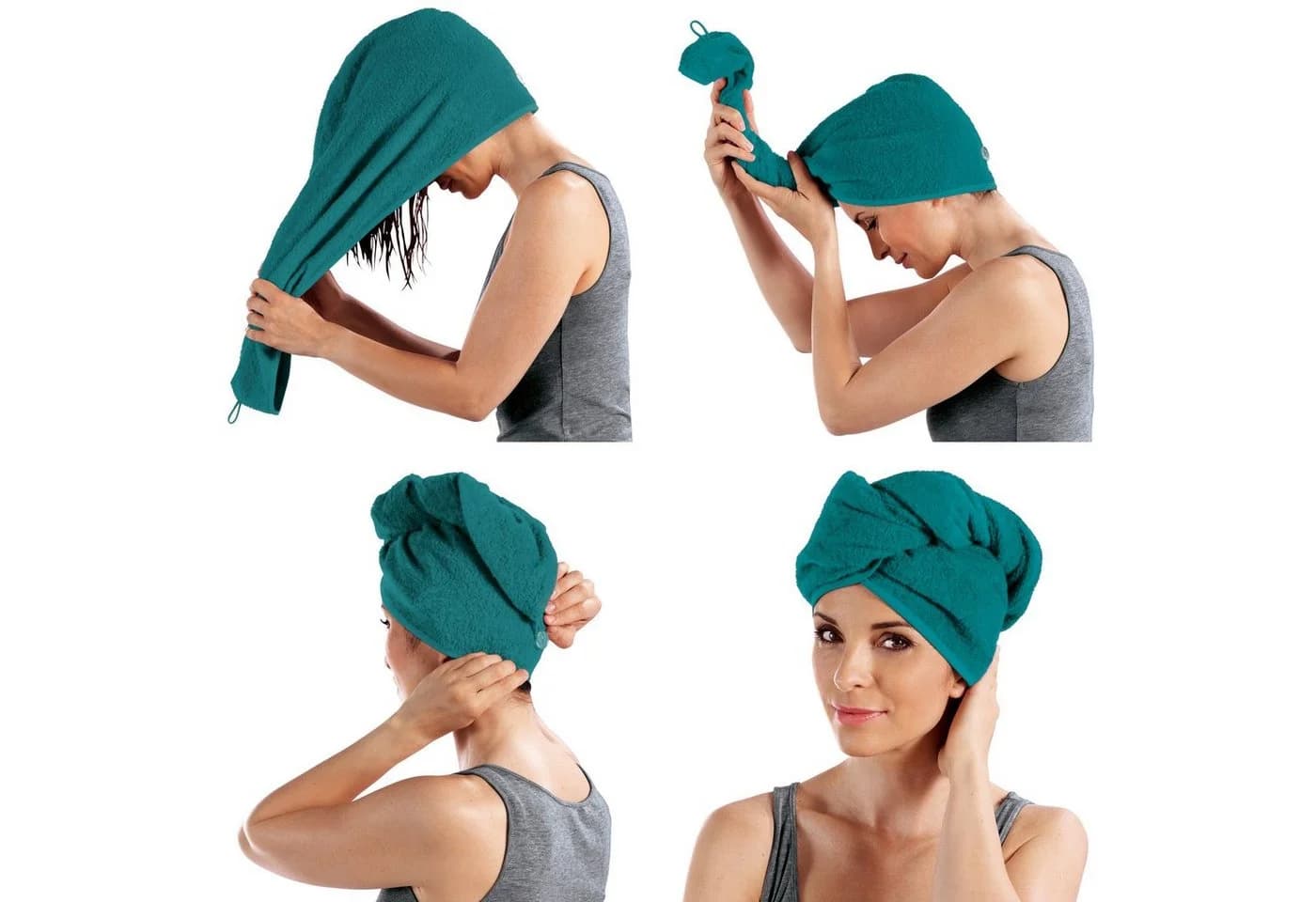 Erwin Müller Handtuch Turban 2er-Pack Grün Microfaser Uni - Bild 5