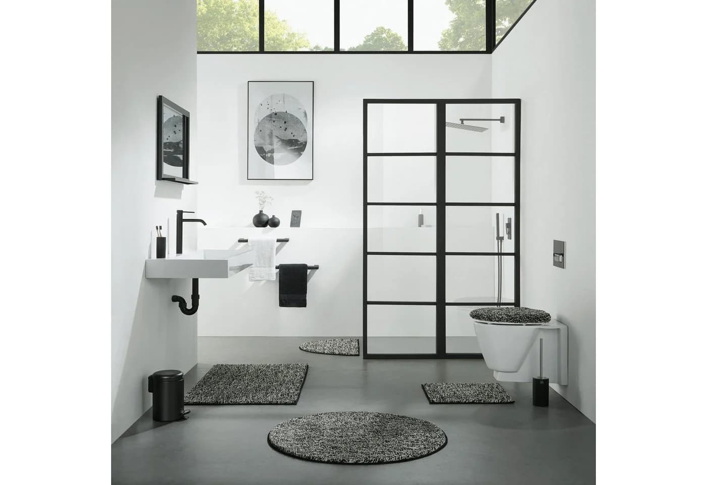REDBEST Badematte Frisco Schwarz-Grau 20 mm Flor