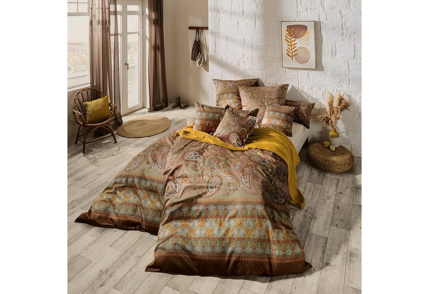 Erwin Müller Kissenbezug Paisley Mako-Satin Beige/Braun - Bild 5