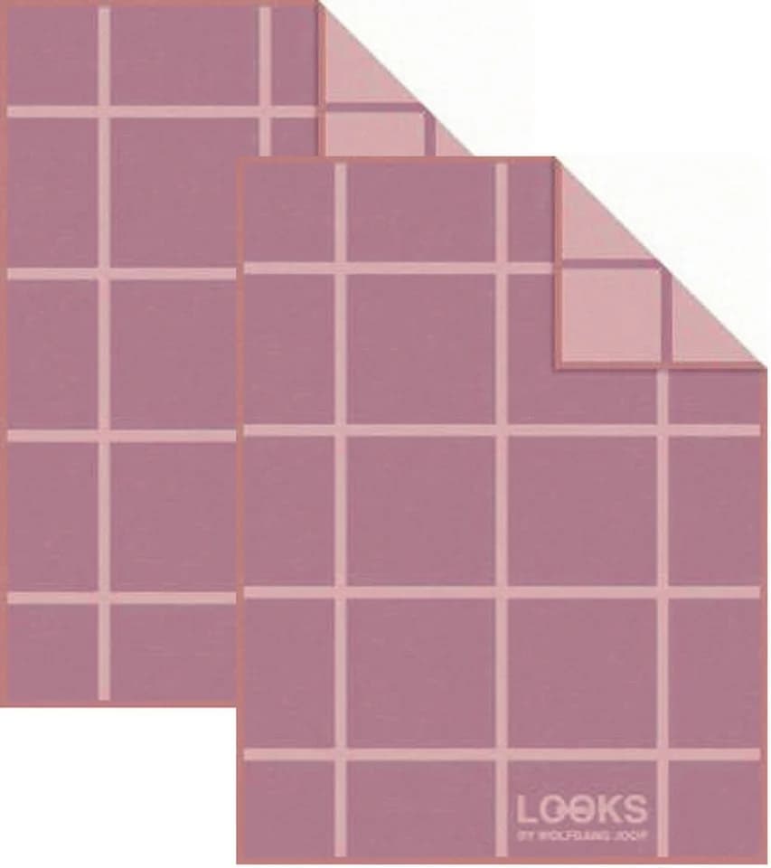 LOOKS by Wolfgang Joop Wohndecke 2er-Pack Rosa Karo Baumwollmischung - Bild 2