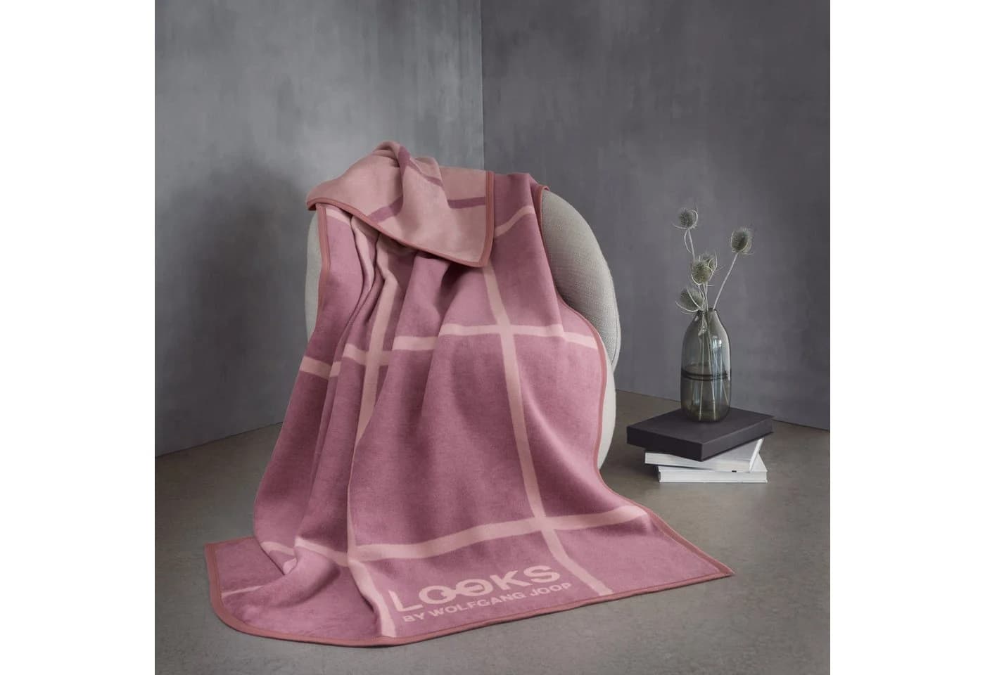 LOOKS by Wolfgang Joop Wohndecke 2er-Pack Rosa Karo Baumwollmischung - Bild 3