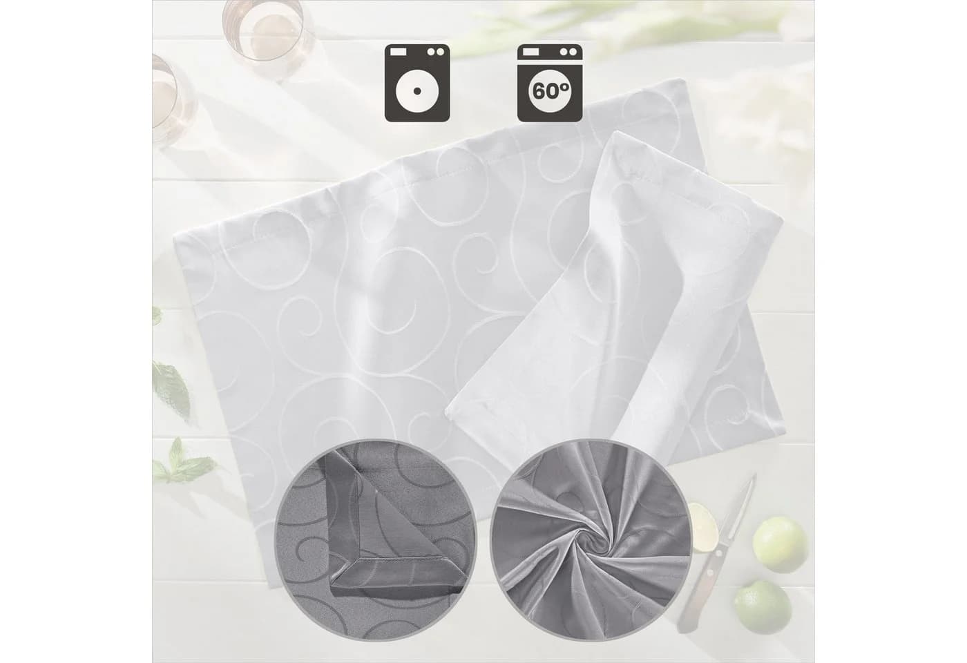 Erwin Müller Platzset Tischset 2er-Pack Grau Damast Uni - Bild 3