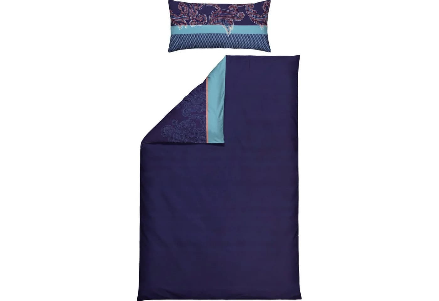 REDBEST Wendebettwäsche Mako-Satin Paisley Blau