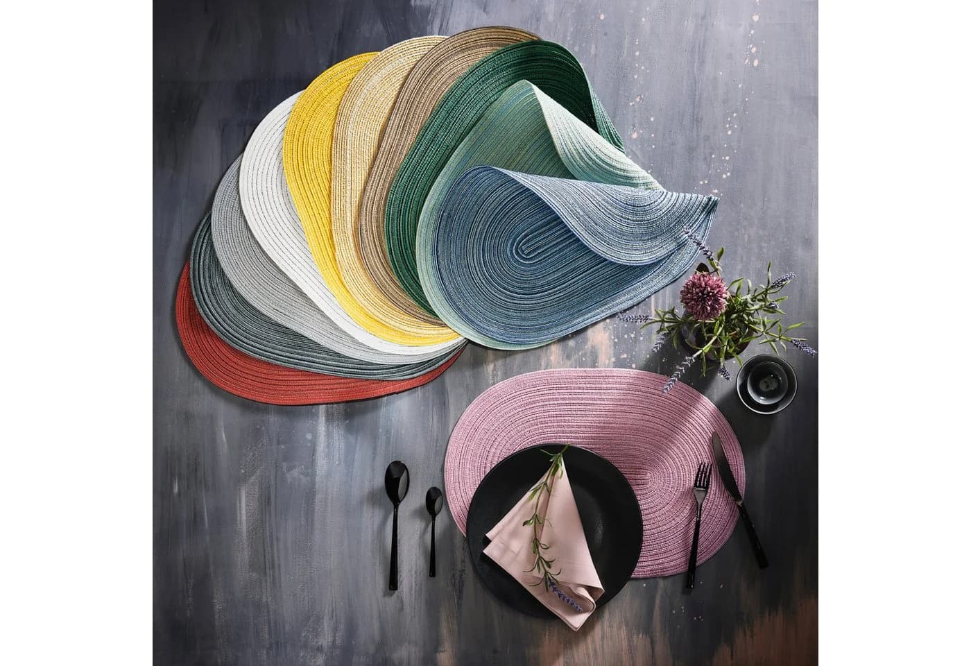 Erwin Müller Platzset Tischset "Silves" 2er-Pack Grau Uni - Bild 3