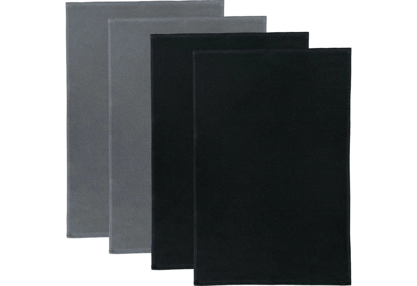 Erwin Müller Frottier-Geschirrtuch 4er-Pack Baumwolle Uni Schwarz - Bild 2