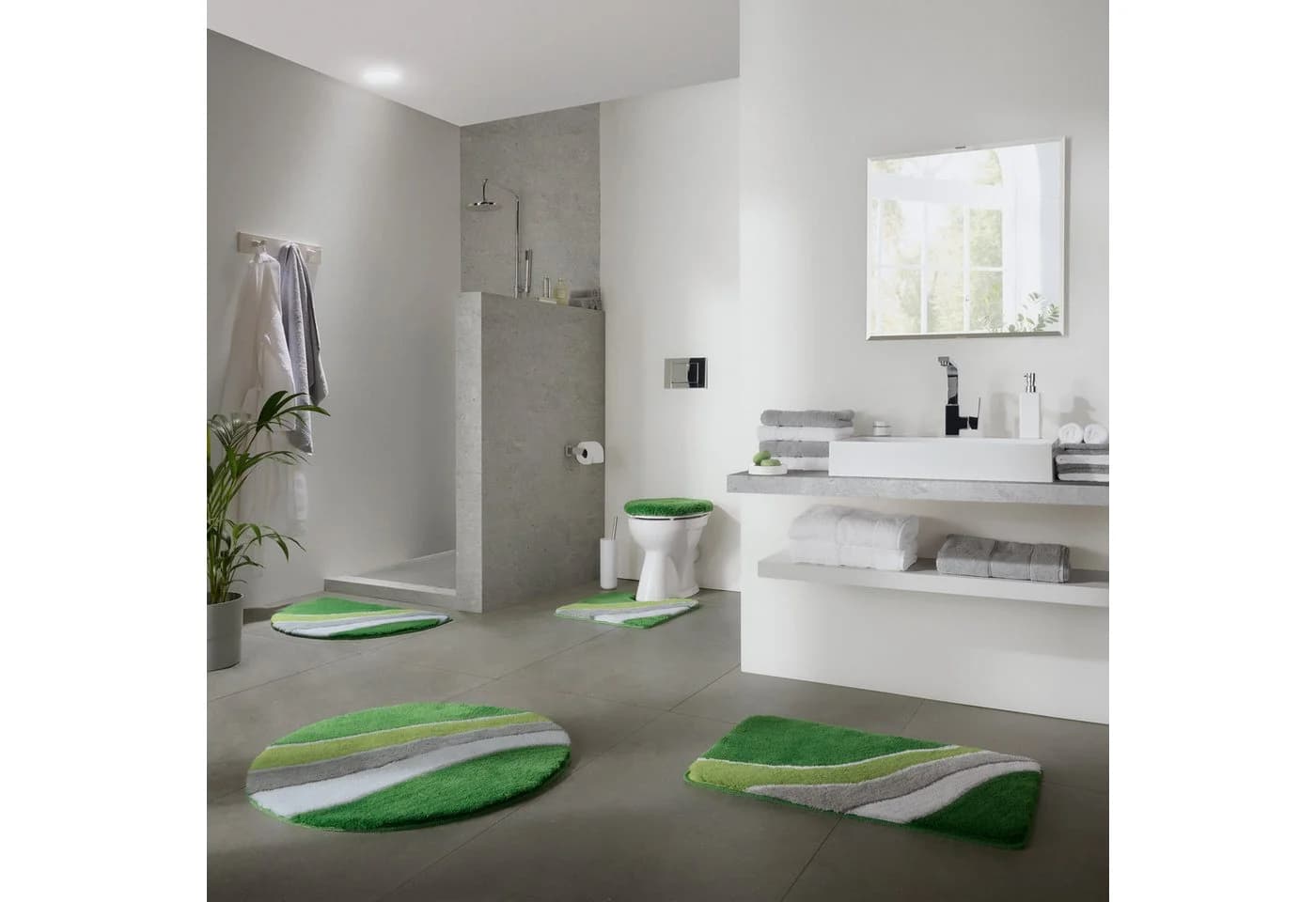 Erwin Müller Badematte WC-Umrandung Veria Grün Modernes Wellenmuster - Bild 3