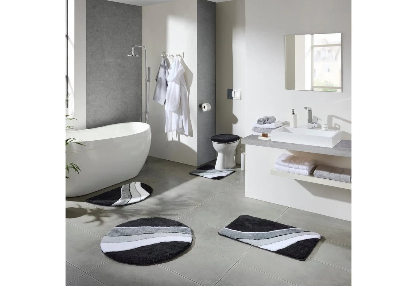 Erwin Müller Badematte WC-Umrandung Veria Grau-Schwarz Streifen - Bild 3